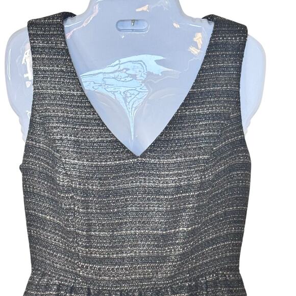 New Moulinette Soeurs Anthropologie Glissade Dress Grey Gris Shimmer Tweed Sz 2 - Picture 3 of 16